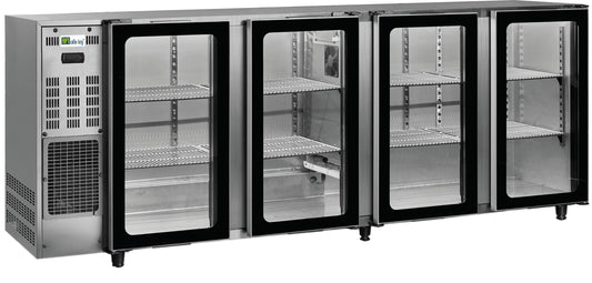 ARRIÈRE-BAR INOX GROUPE LOGÉ - 4 PORTES VITRÉES
