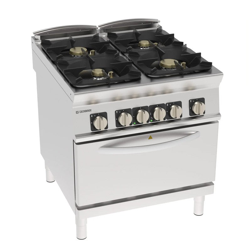 Fourneau 4 feux sur four électrique GN 2/1 - Tecnoinox - PFH8G9