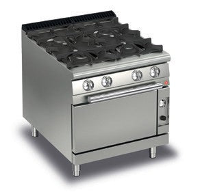 Fourneau - 4 feux vifs gaz sur four électrique - Gamme Queen 900 - 90QPCFGE803