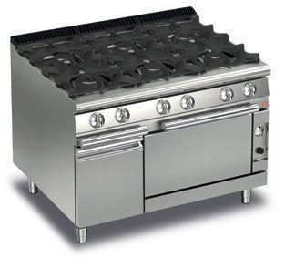 Fourneau - 6 feux vifs gaz sur four gaz et placard neutre - Gamme Queen 900 - 90QPCFG123