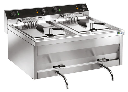 FRITEUSE DE TABLE ÉLECTRIQUE AVEC VIDANGE - 2 X 12 L