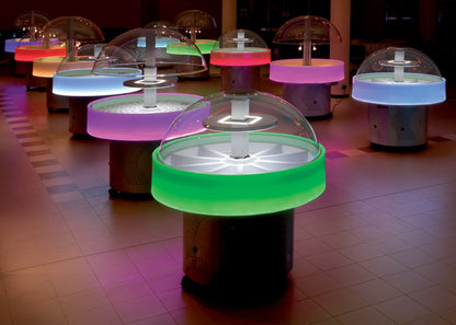 Furnotel - Buffet réfrigéré central rond équipé de 4 plaques inox perforées - Température +3°C +10°C - ISOLALEDP