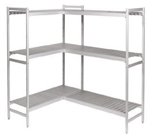 Furnotel - Rayonnage en L Duralinox & étagères polymère - Prof. 360 mm - Long. 2967 + 1059 mm - R3C13