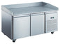 Furnotel - Table à pizza réfrigérée positive en inox avec évaporateur ventilé - 2 portes -  390 litres - PZ2601X