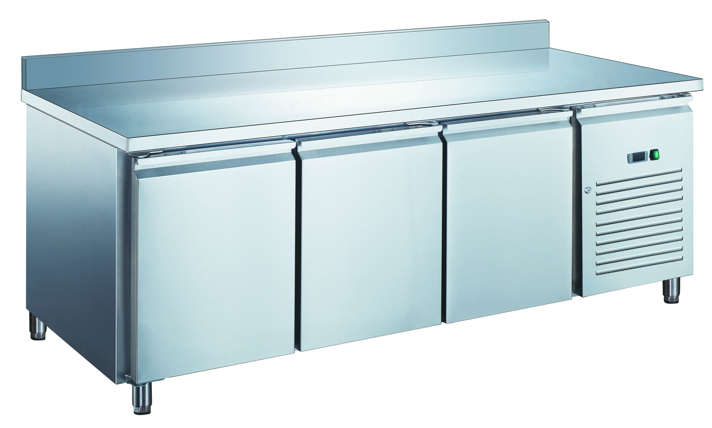 Furnotel - Table réfrigérée inox positive avec évaporateur ventilé - 3 portes - 580 litres - Avec dosseret - PA3201X