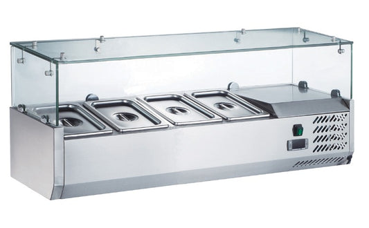 Furnotel - Vitrine positive vitrage droit pour 4 bacs GN 1/3 - 110 W - V121GN13X