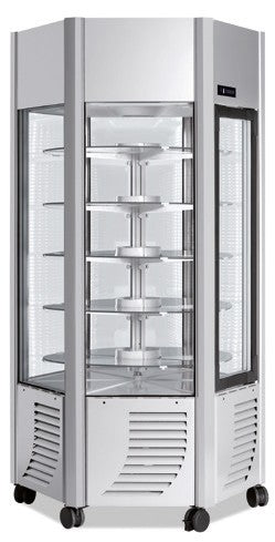 Furnotel - Vitrine réfrigérée positive - 6 faces vitrées - 600 litres - Tournante / Plateaux verres - 2 portes - ERGELEDT