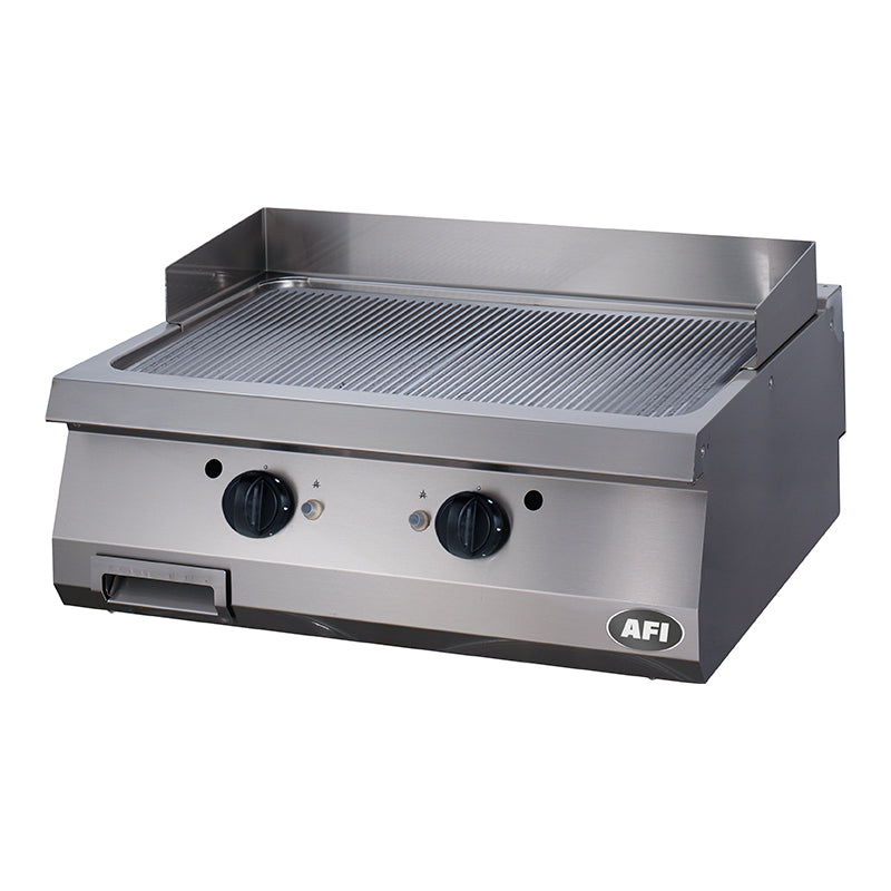 PLAQUE À SNACKER GAZ - GAMME 700 - DOUBLE NERVURÉE - ACIER CARBONE