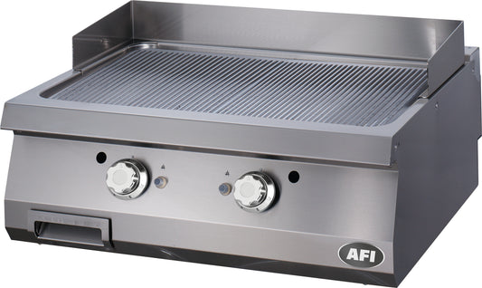 PLAQUE À SNACKER GAZ - GAMME 900 - DOUBLE NERVURÉE - ACIER CARBONE