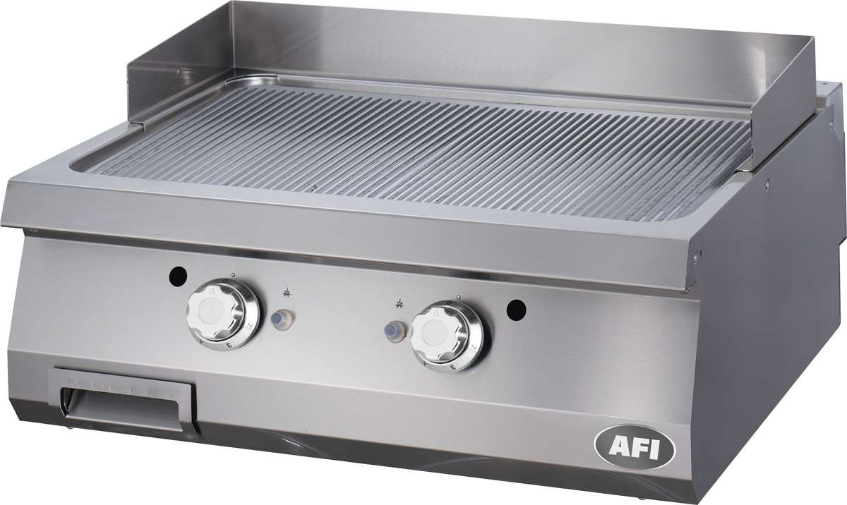 PLAQUE À SNACKER GAZ - GAMME 900 - DOUBLE NERVURÉE - CHROME