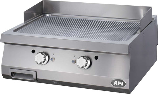 PLAQUE À SNACKER GAZ - GAMME 900 - DOUBLE NERVURÉE - CHROME