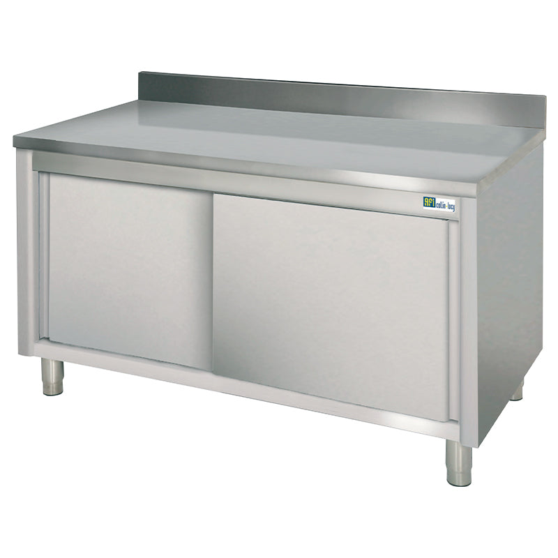 MEUBLE DE RANGEMENT NEUTRE INOX AVEC DOSSERET - SÉRIE 700 - LONG. 1100 MM