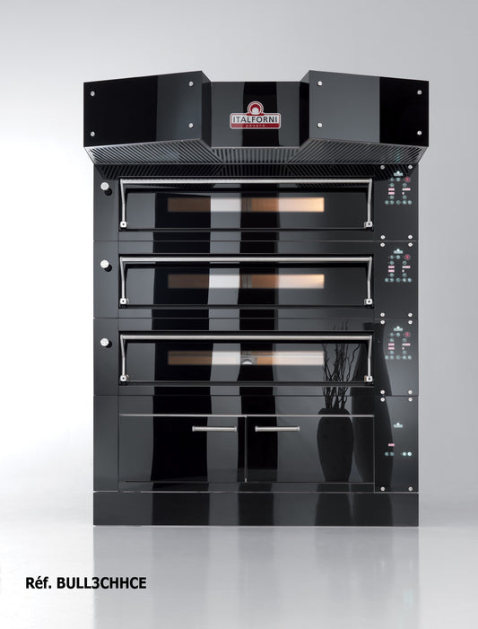 Italforni - Four à pizza avec cellule de levage hauteur 500 mm - 3 chambres - 3 x 12 ou 3 x 9 pizzas - BULL3CHHCE