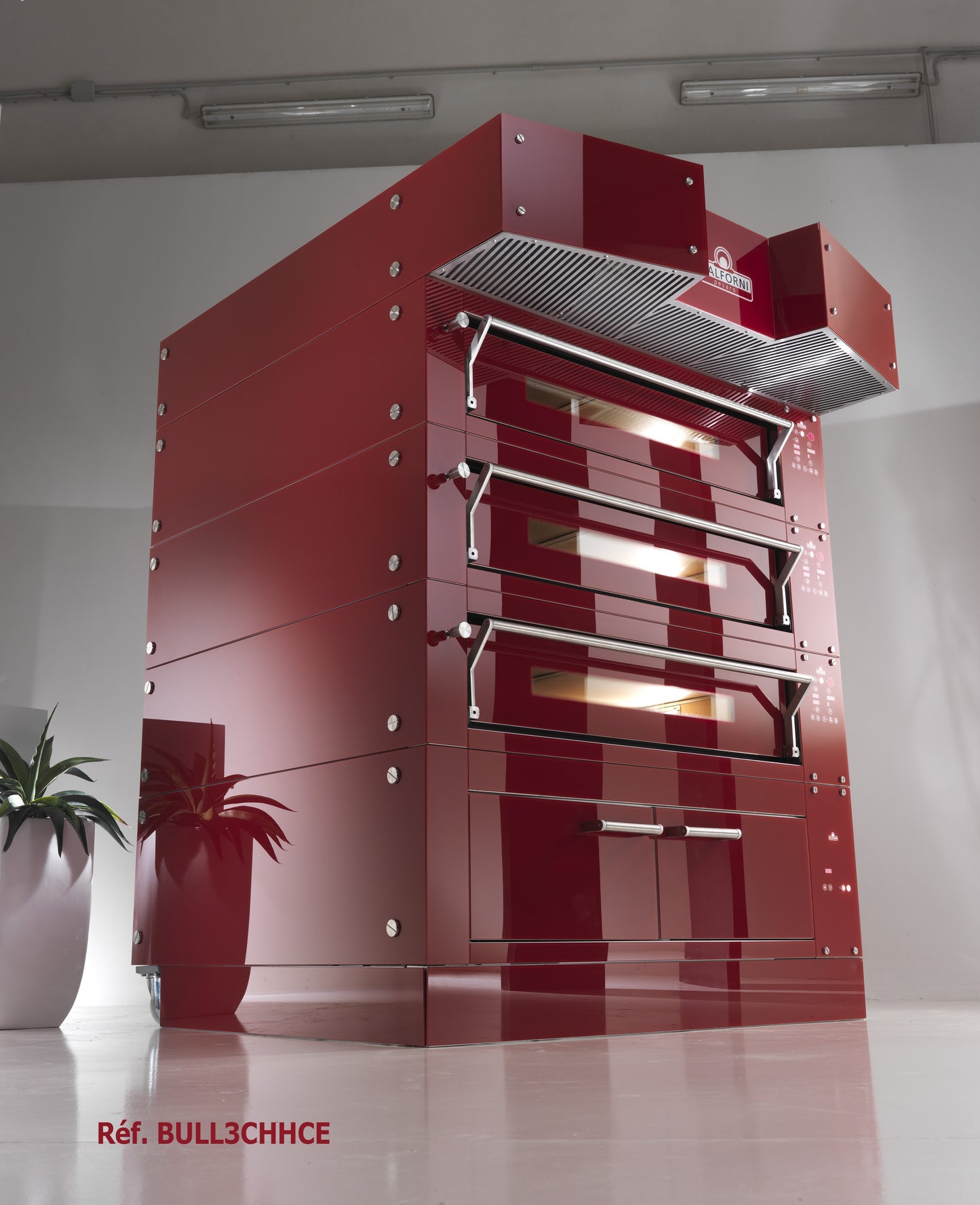 Italforni - Four à pizza avec support acier inox hauteur 500 mm - 3 chambres - 3 x 12 ou 3 x 9 pizzas - BULL3CHHSP