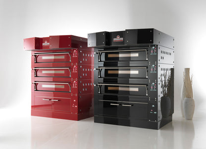 Italforni - Four à pizza avec support acier inox hauteur 800 mm - 2 chambres - 2 x 12 ou 2 x 9 pizzas - BULL2CHHSP