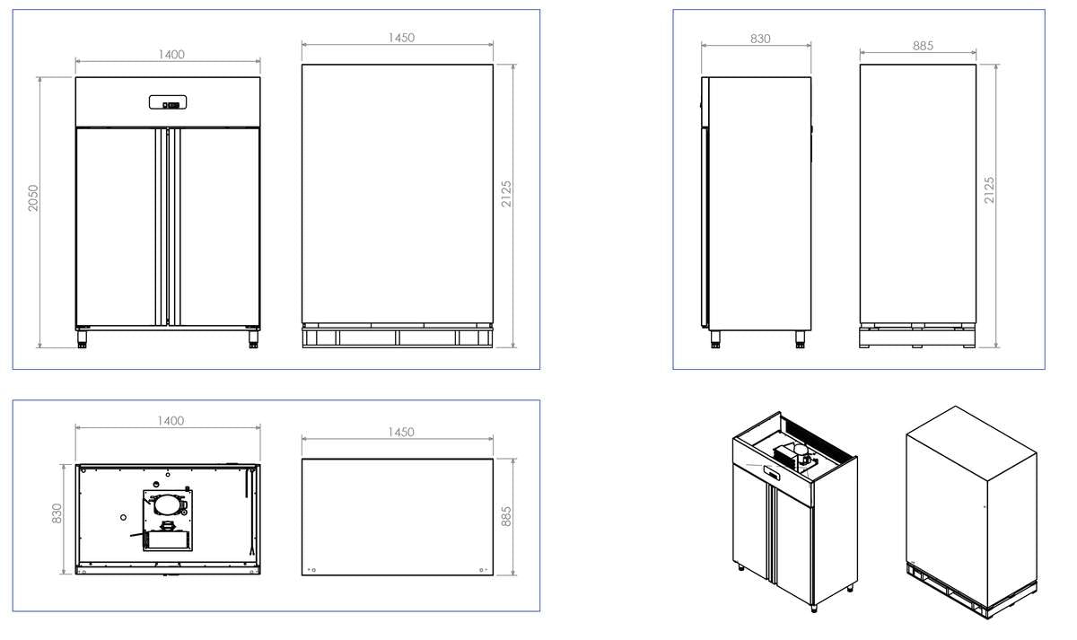 Armoire réfrigérée négative 2 portes pleines 1334 L - Inox