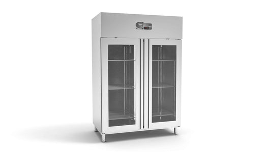 Armoire réfrigérée positive 1 porte vitrée 1334 L - Inox