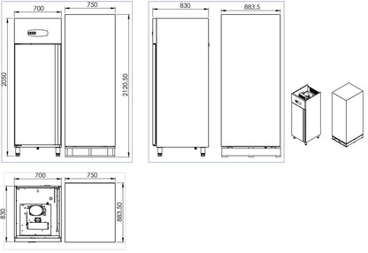 Armoire réfrigérée négative 1 porte pleine 604 L - Inox