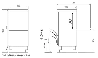 Lave-vaisselle - 15 litres - Paniers 500 x 500 mm - STAR705DG - COLGED