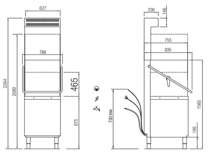 Lave-vaisselle - 30 litres - Panier 600 x 500 mm - TOPTECH - COLGED