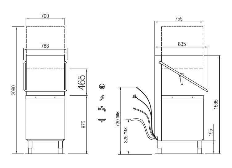 Lave-vaisselle à capot - 30 litres - Panier 500 x 600 mm - NEO803LV1 - COLGED
