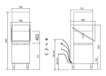 Lave-vaisselle à capot - 30 litres - Panier 500 x 600 mm - NEO803LV1 - COLGED
