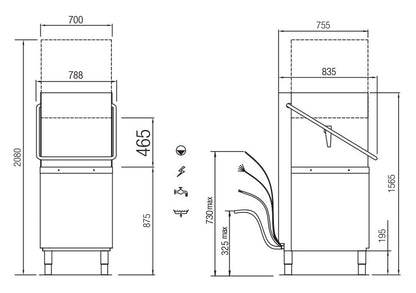 Lave-vaisselle à capot avec adoucisseur en continu - Panier 600 x 500 mm - TOPTECH - TOP823LAT - COLGED