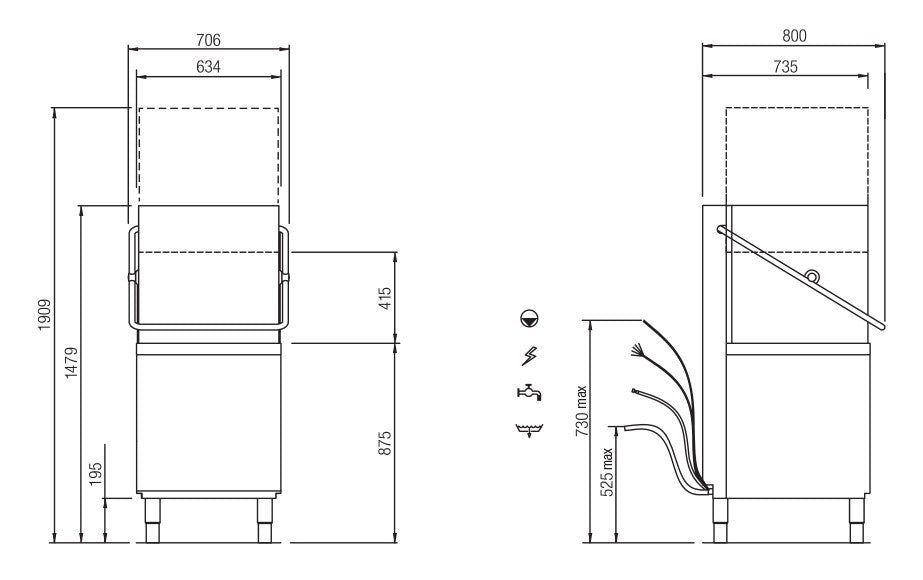 Lave-vaisselle à capot - 15 litres - STEELTECH V1 - Panier 500 x 500 mm - COLGED