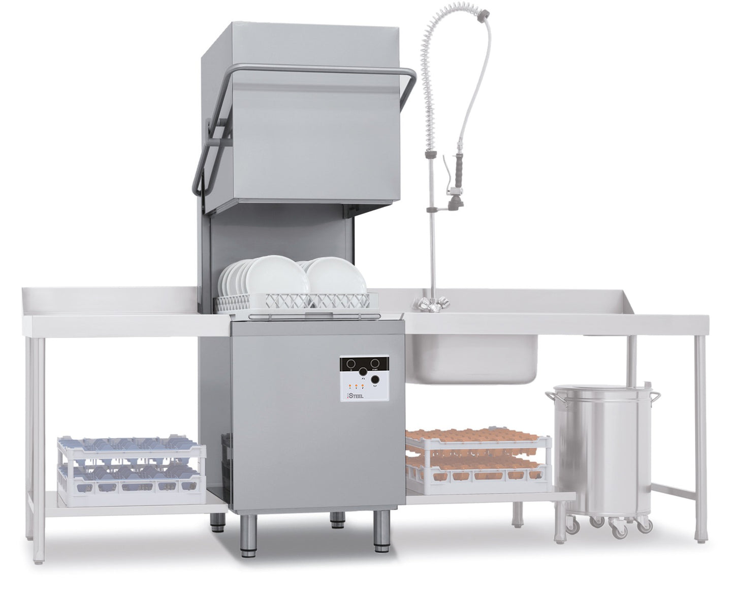 Lave-vaisselle à capot - 15 litres - STEELTECH V1 - Panier 500 x 500 mm - COLGED