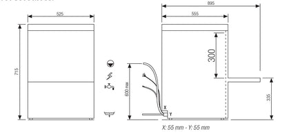 Lave-verres - 14 litres - STEELTECH DG - Panier 450 x 450 mm - Sans adoucisseur - STEEL350DG - COLGED