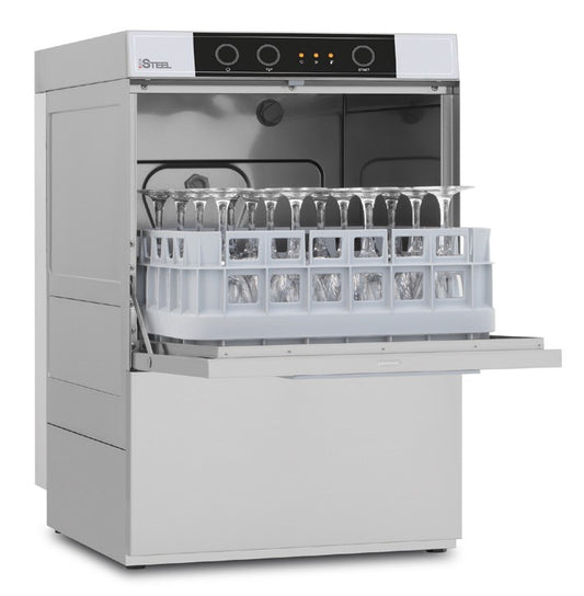 Lave-verres avec pompe de vidange et adoucisseur - 8 litres - STEELTECH V1 - Panier 390 x 390 mm - STEEL340APV1 - COLGED