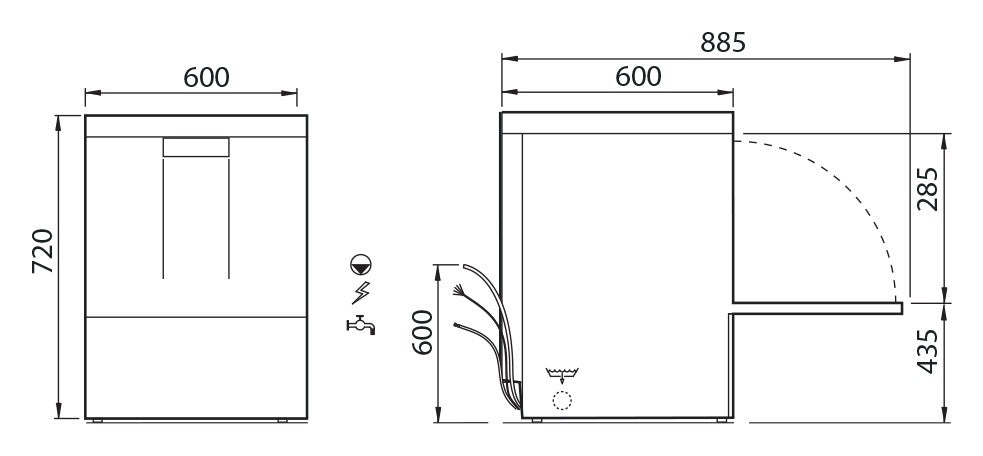 Lave-verres/vaisselle - 15 litres - Panier 500 x 500 mm - TOPTECH - Sans adoucisseur - TOP520 - COLGED