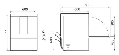 Lave-verres/vaisselle - 15 litres - Panier 500 x 500 mm - TOPTECH - Sans adoucisseur - TOP520 - COLGED