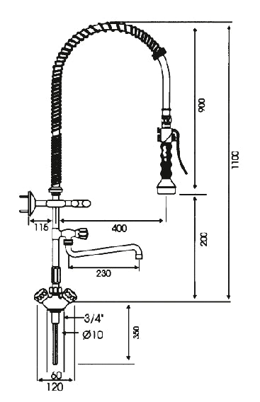 MÉLANGEUR AVEC BEC MOBILE + DOUCHETTE