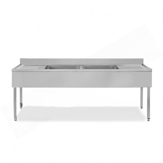 PLONGE INOX AVEC 2 ÉVIERS ET ÉGOUTTOIRS - SÉRIE 600 - LONG. 2000 MM