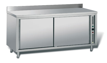 Meuble adossé inox chauffant profondeur 700 mm - Simple face - Longueur 1600 mm - TCH16ET