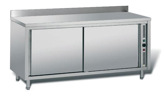 Meuble adossé inox chauffant profondeur 700 mm - Simple face - Longueur 2000 mm - TCH20ET