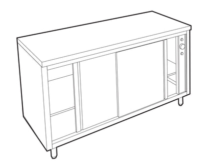 Meuble central inox chauffant profondeur 700 mm - Longueur 1600 mm - Double face - TCH16DFT