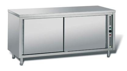 Meuble central inox chauffant profondeur 700 mm - Longueur 1800 mm - Simple face - TCH18T