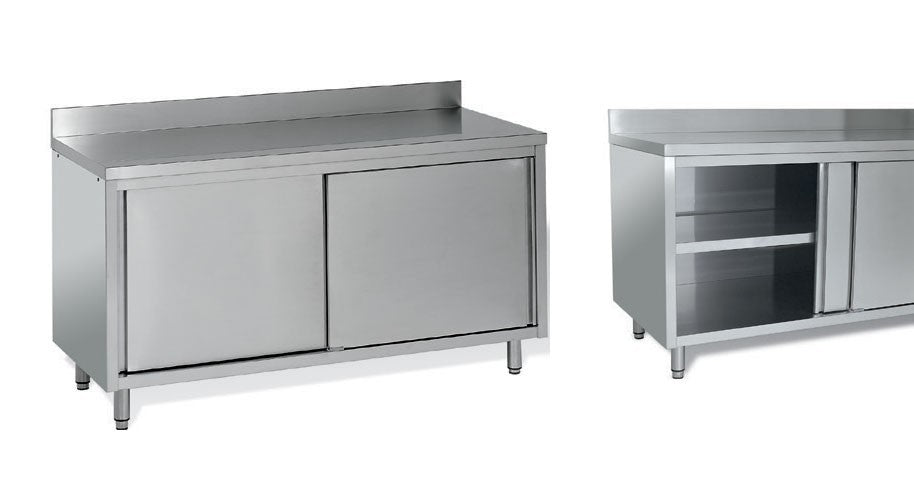 Meuble de rangement inox profondeur 700 mm -Longueur 1000 mm - Adossé simple face - MR10ET