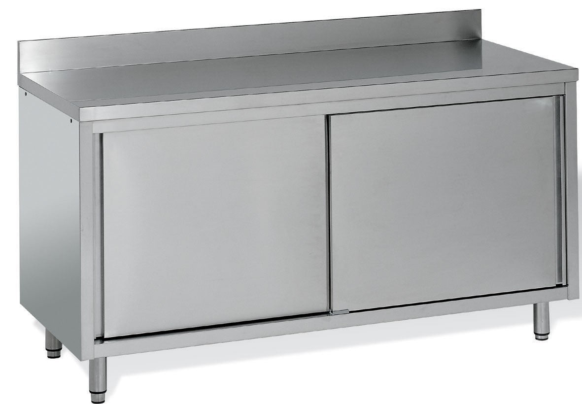 Meuble de rangement inox profondeur 700 mm - Longueur 1400 mm - Adossé simple face - MR14ET
