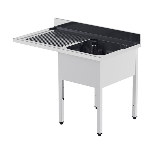 PLONGE INOX AVEC ÉVIER À DROITE - SÉRIE 700 - LONG. 1200 MM