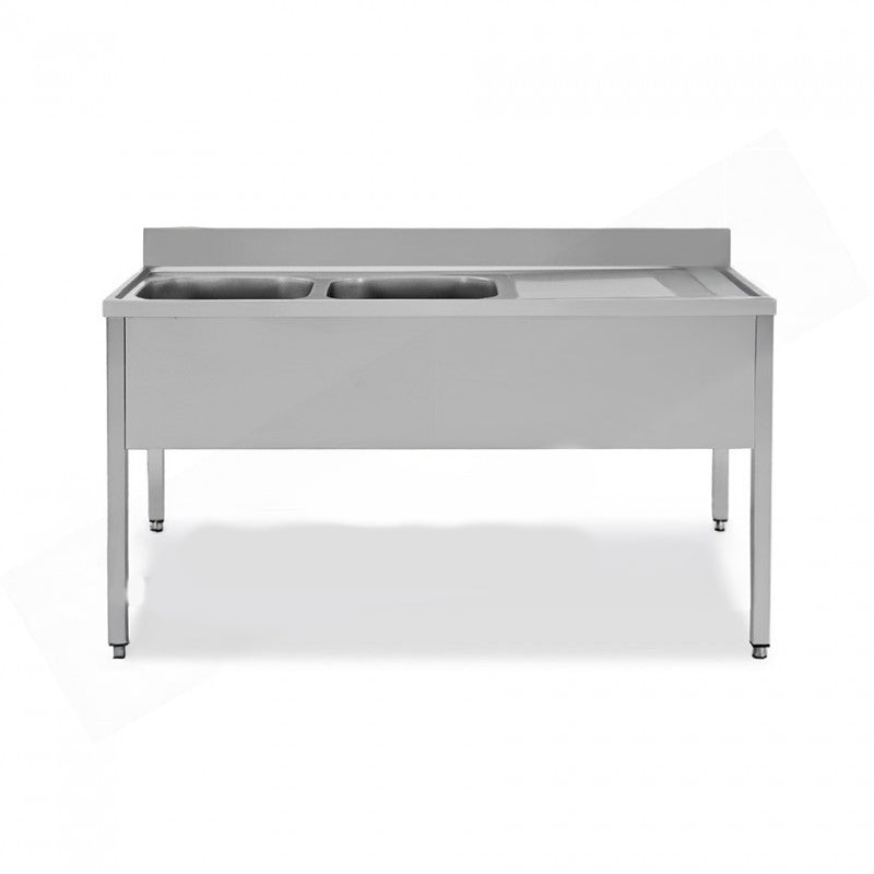 PLONGE INOX AVEC 2 ÉVIERS À GAUCHE - SÉRIE 700 - LONG. 1800 MM