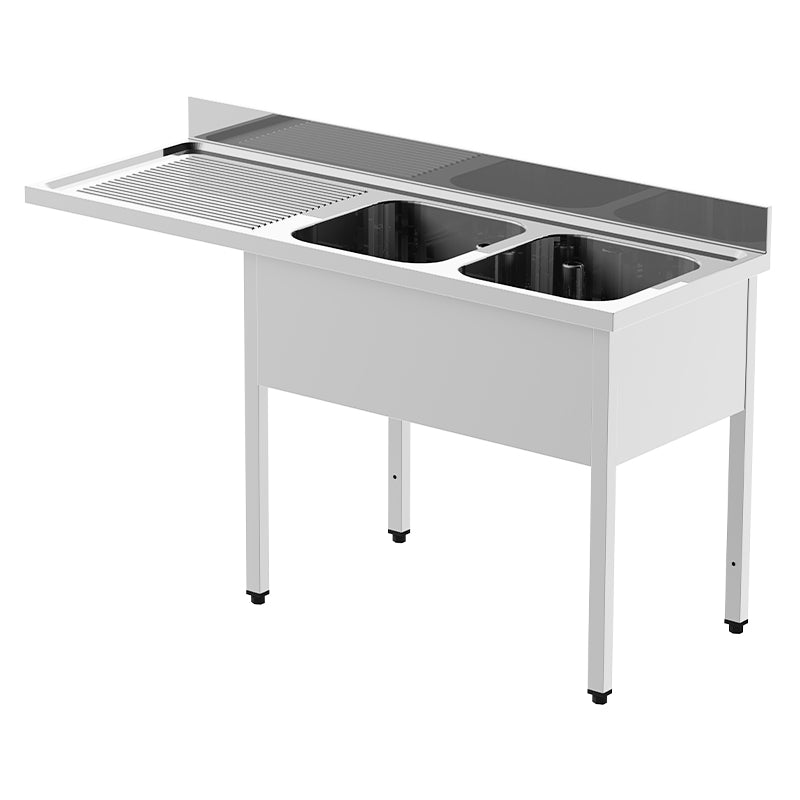 PLONGE INOX AVEC 2 ÉVIERS À DROITE - SÉRIE 700 - LONG. 1800 MM