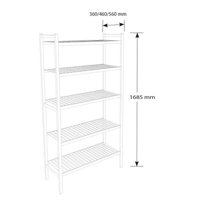 Nosem - Rayonnage duralinox 5 niveaux - Prof. 360 mm x Larg. 2247 mm - RP224735