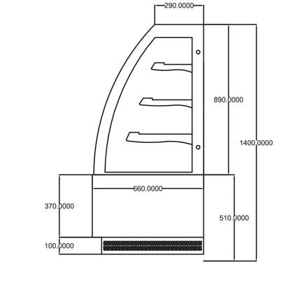 VITRINE PÂTISSERIE - VITRAGE BOMBÉ - 3 ÉTAGÈRES - 411 L