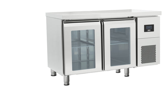 TABLE RÉFRIGÉRÉE POSITIVE GN 1/1 - PROF 700 - 2 PORTES VITRÉES