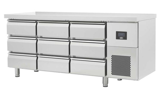 TABLE RÉFRIGÉRÉE NÉGATIVE GN 1/1 - PROF 700 - SANS DOSSERET - 9 TIROIRS