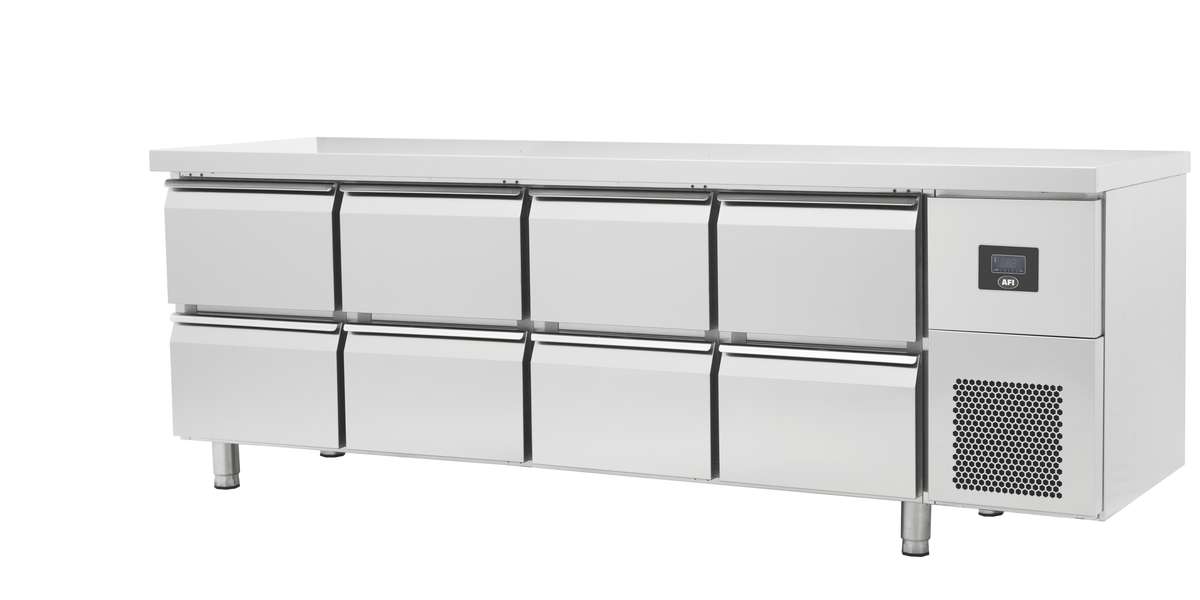 TABLE RÉFRIGÉRÉE NÉGATIVE GN 1/1 - PROF 700 - SANS DOSSERET - 8 TIROIRS