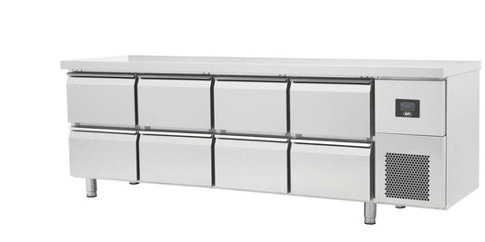 TABLE RÉFRIGÉRÉE NÉGATIVE GN 1/1 - PROF 700 - SANS DOSSERET - 8 TIROIRS